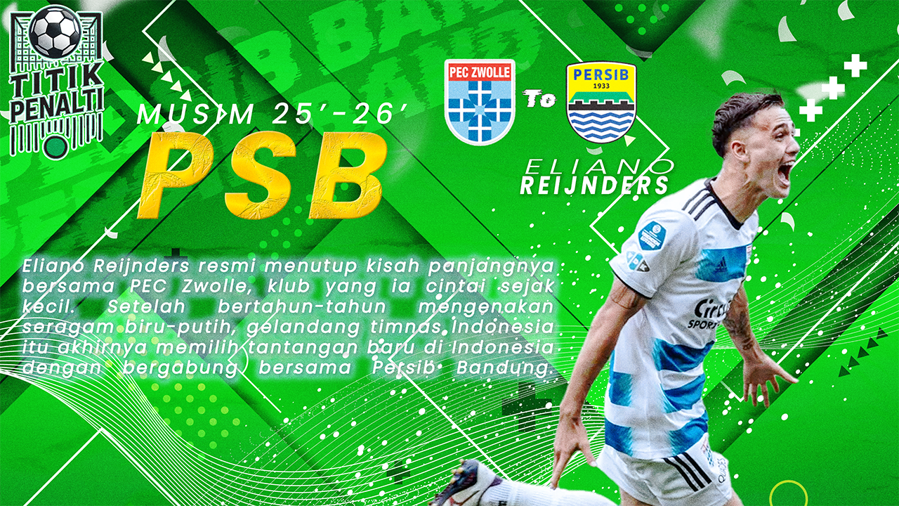 Eliano Reijnders Tinggalkan PEC Zwolle, Kini Siap Jadi Motor Baru Persib Bandung